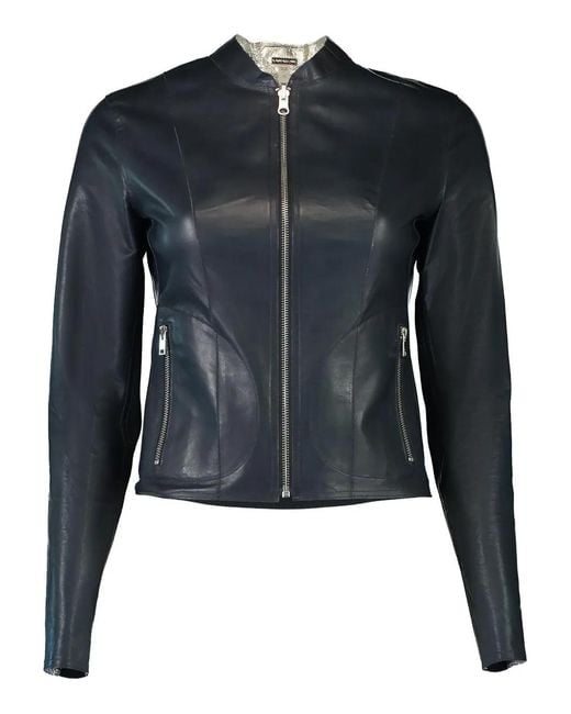 Lamarque Blue Chapin Leather Jacket
