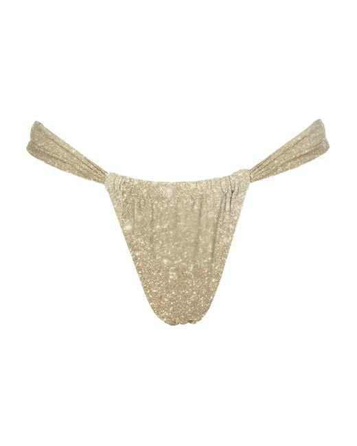 Mc2 Saint Barth White Noelle Lurex Bikini Bottoms
