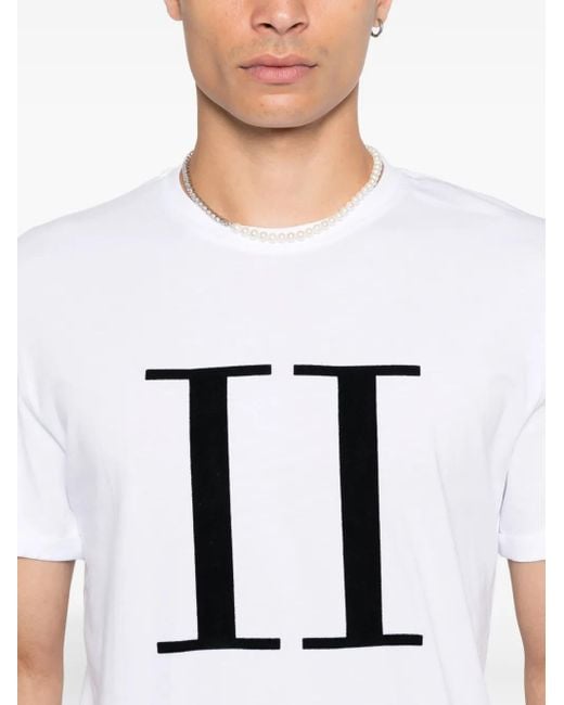 Les Deux White Roman Numeral Cotton Tshirt for men