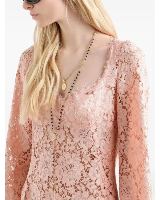 Dolce & Gabbana Pink Cordonetto Lace Mini Dress