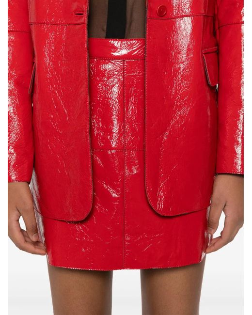 P.A.R.O.S.H. Red Lambskin Patent Mini Skirt