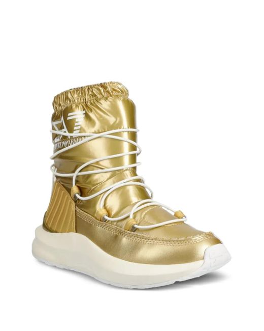 EA7 Natural Metallic Puffer Ankle Boots