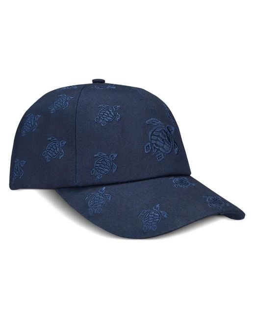 Vilebrequin Blue Embroidered All-Over Turtles Cap for men