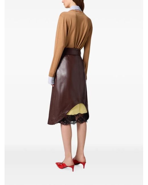 MSGM Asymmetrische Midi-Rok in het Brown