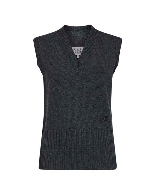 MM6 by Maison Margiela Black Embroidered Sleeveless Vest
