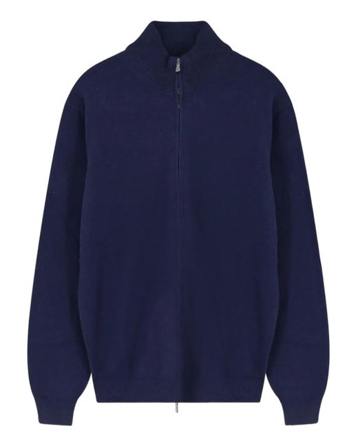 FILIPPO DE LAURENTIIS Blue High-Neck Zip-Up Cardigan for men