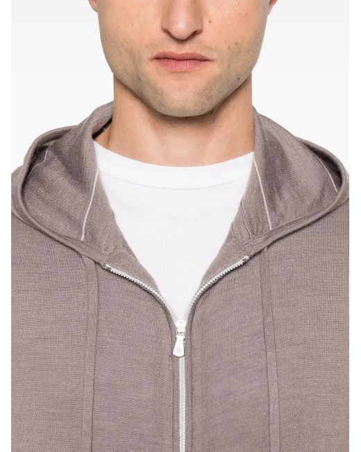 Eleventy Brown Zip-Up Hoodie for men