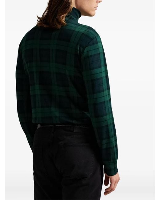 Felpa A Quadri A Collo Alto di Polo Ralph Lauren in Green da Uomo