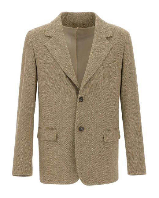 Golden Goose Deluxe Brand Green Herringbone Notched-Lapel Blazer for men