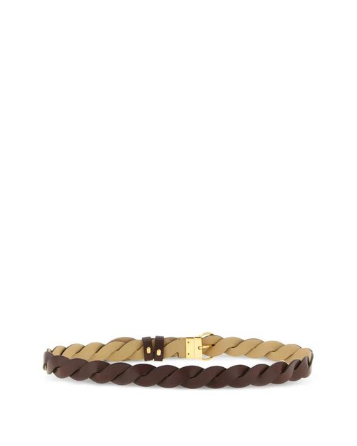 Fendi White Ff Reversible Braided Loop Belt