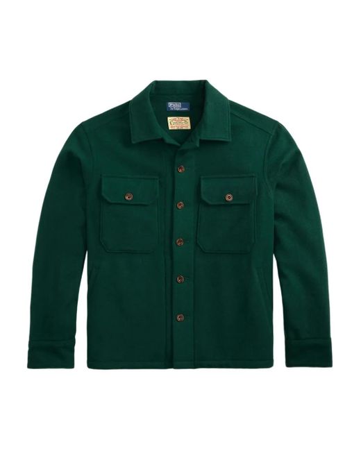 メンズ Polo Ralph Lauren エルボーパッチ シャツジャケット Green
