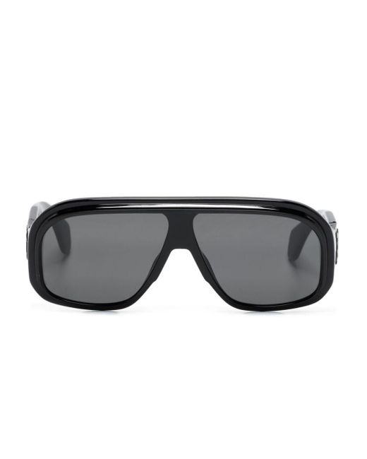 Palm Angels Gray Logo-embossed Pilot-frame Sunglasses
