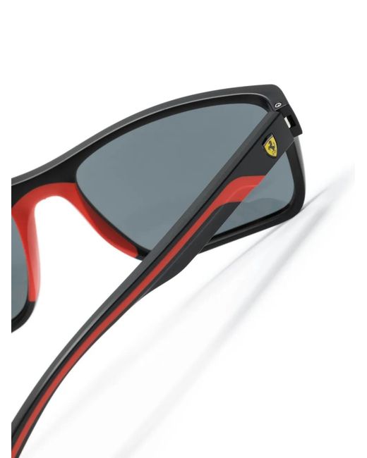 Ferrari Gray Rectangle-Frame Mirrored Sunglasses for men