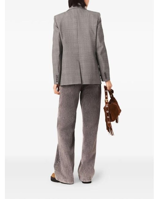 Maje Gray Chain-Link Straight-Leg Jeans