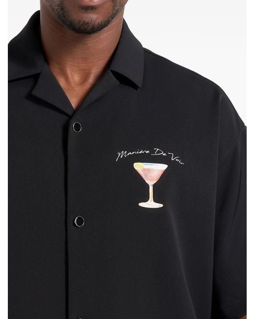 Manière De Voir Black St. Barts Relaxed Fit Shirt for men
