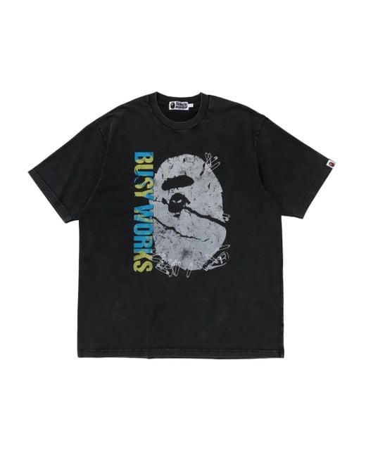 A Bathing Ape Black Graphic-Print T-Shirt for men