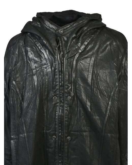 Julius Black Waxed Denim Coat for men