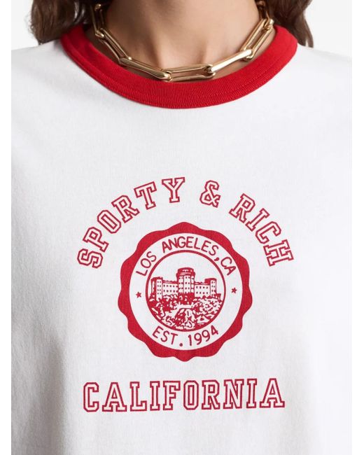 Sporty & Rich Pink Ringer Graphic T-Shirt