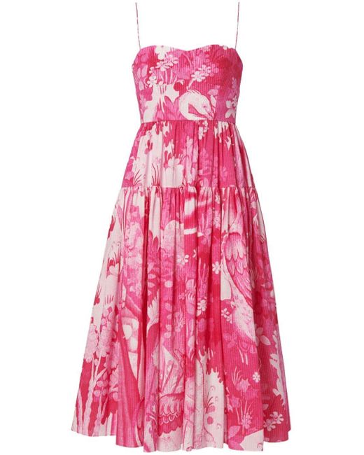 Erdem Pink Floral-print Cotton Dress