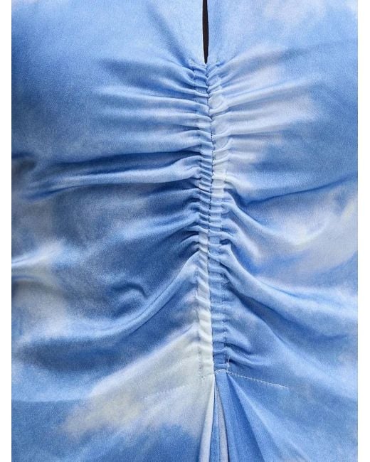 Sisley Blue Halter-Neck Gathered Midi Dress