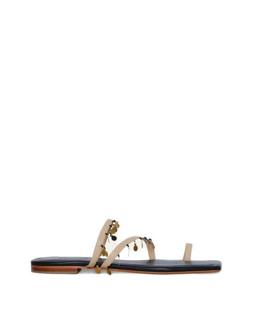 Johanna Ortiz White Glimmering Shores Embellished Flat Sandals