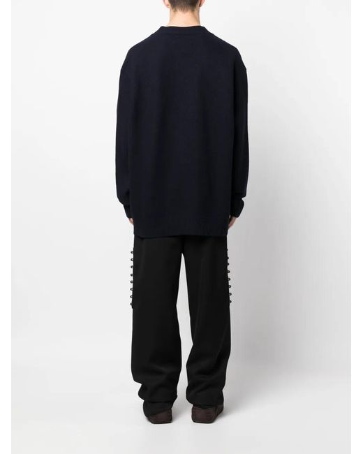 Jil Sander Blue V-Neck Wool Cardigan for men