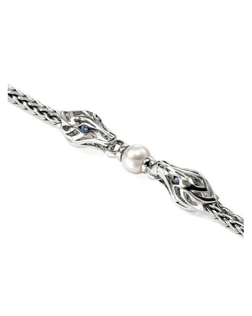 John Hardy White Sterling Naga Pearl And Sapphire Bracelet