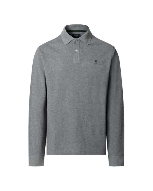 Hackett Gray Heritage Long-Sleeve Polo Shirt for men