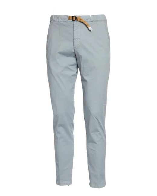 White Sand Blue Belted Trousers for men