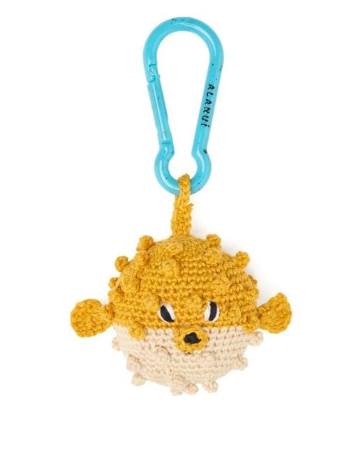 Alanui Metallic Puffer Fish Crochet Keyring