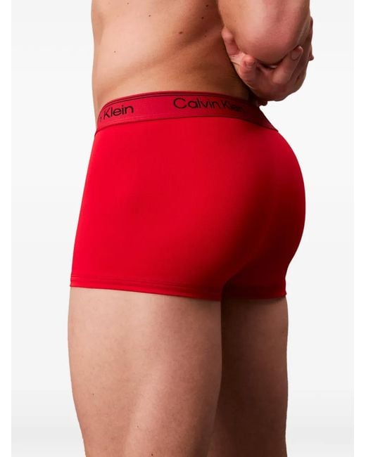 Set 3 Boxer Con Banda Logata di Calvin Klein in Red da Uomo