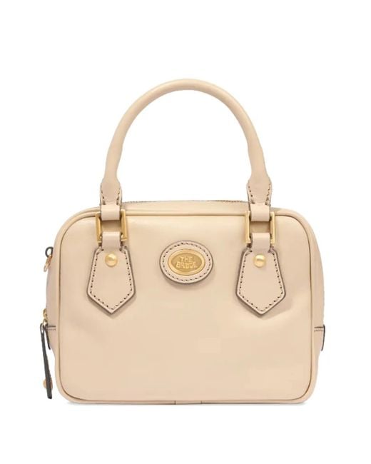 Borsa Tote Con Placca Logo di The Bridge in Natural