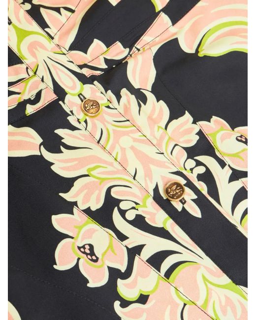 Etro Avondjurk Met Paisley-Print En Ruches in het Metallic