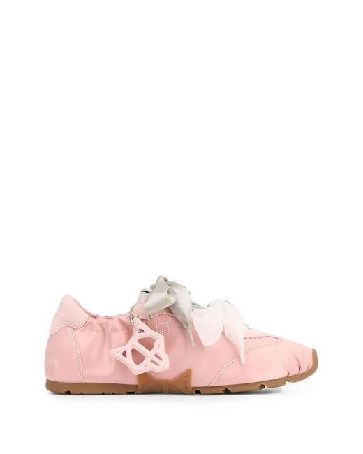 Naked Wolfe Pink Bow-Embellished Satin Sneakers