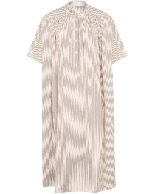 Yves Salomon Natural Striped Midi Dress
