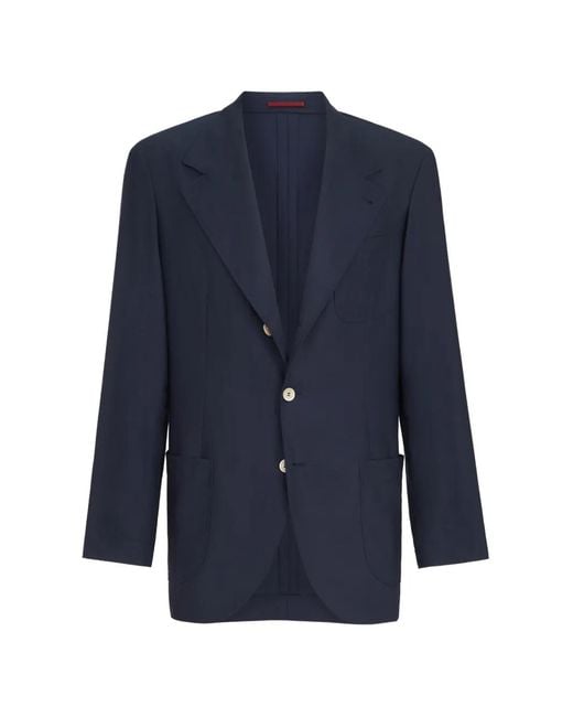 Brunello Cucinelli Blue Cashmere Batavia Deconstructed Blazer With Patch Pockets for men