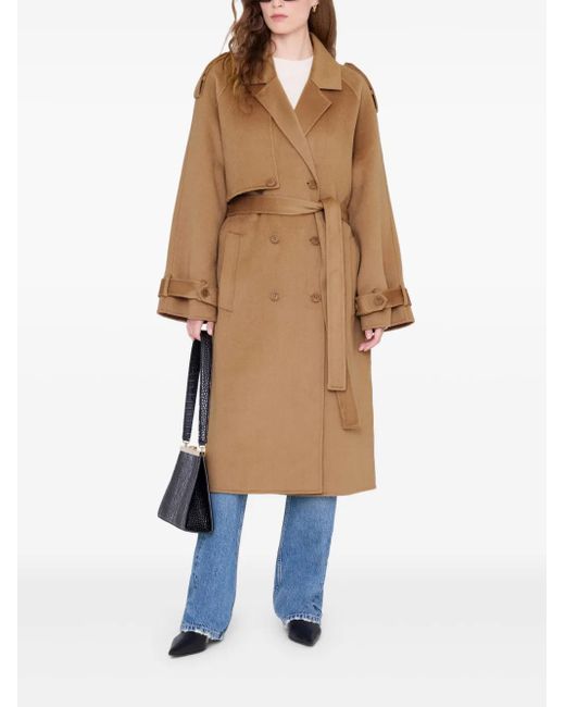 Anine Bing Natural Rickie Belted Trench Coat