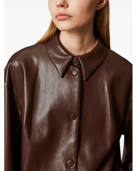 Bomber Con Colletto A Camicia di Twinset in Brown