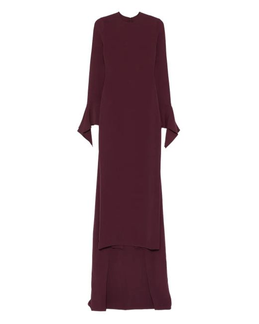 Solace London Purple The Blake Flared-Sleeve Maxi Dress
