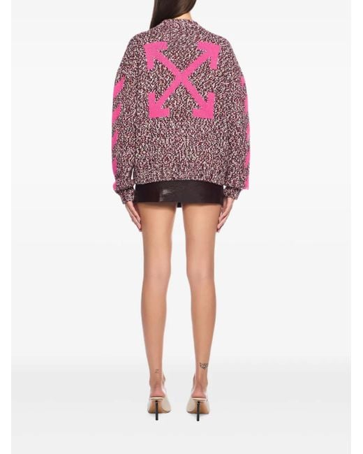 Off-White c/o Virgil Abloh Red Mouline Arrow Crew-Neck Sweater