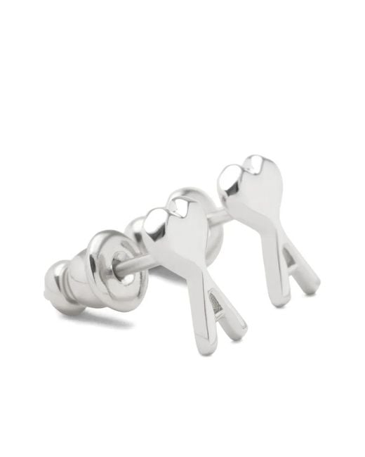 AMI White Ami De Coeur Stud Earrings