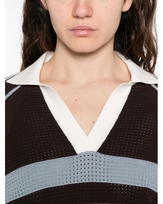P.A.R.O.S.H. Black Striped V-Neck T-Shirt