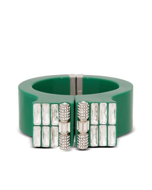 Balmain Green Verziertes Armband mit Strass
