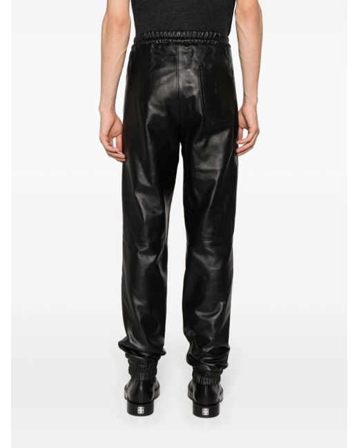 Off-White c/o Virgil Abloh Black Leather Track Pants for men