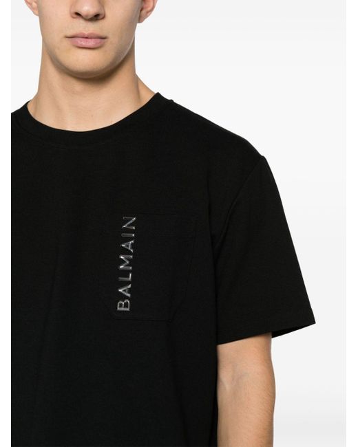 Balmain T-Shirt mit Logo-Prägung in Black für Herren