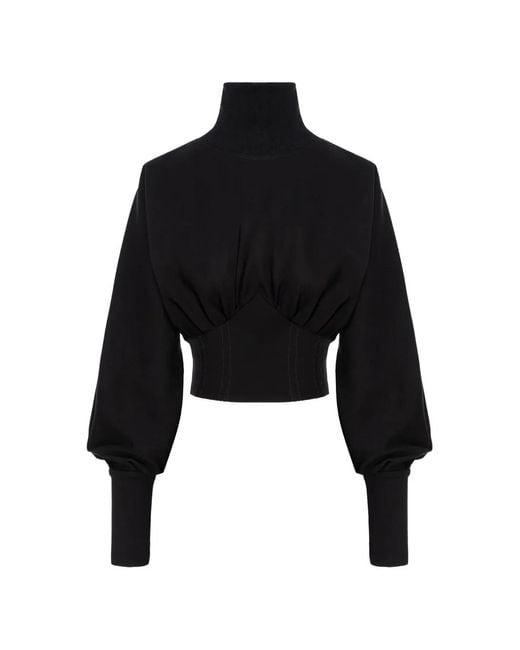 Hamza Black Nice Puffed-Sleeve Top