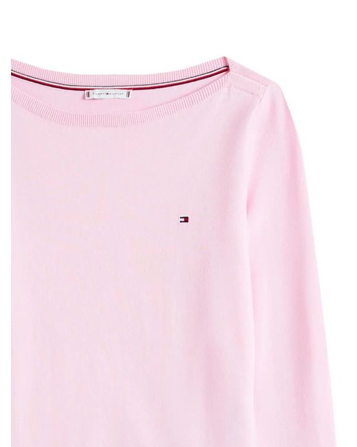 Tommy Hilfiger Pink Boat-Neck Cotton Sweater