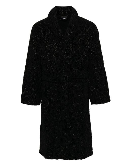Versace Black Baroque-jacquard Cotton Blend Robe
