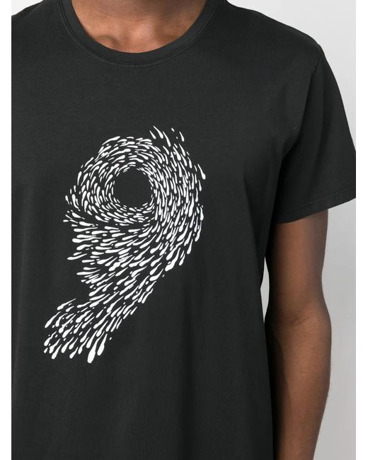 14 Bros Black Graphic-Print Cotton T-Shirt for men