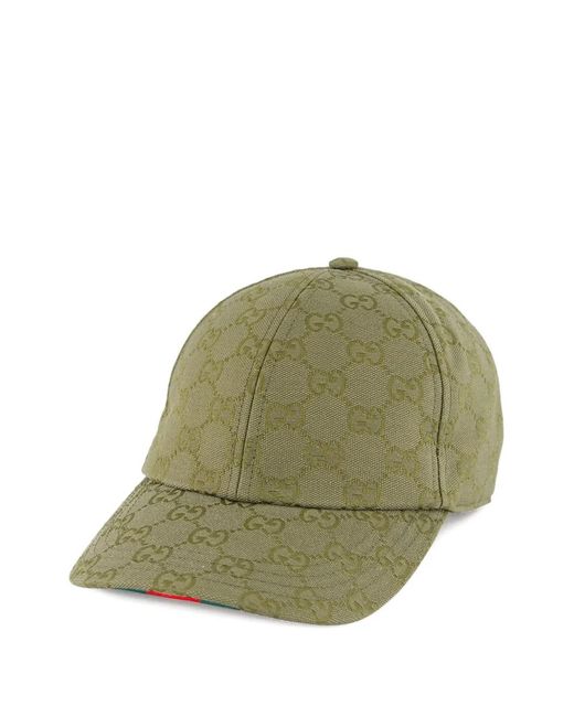 Gucci Green Curved Canvas Baseball Hat for men